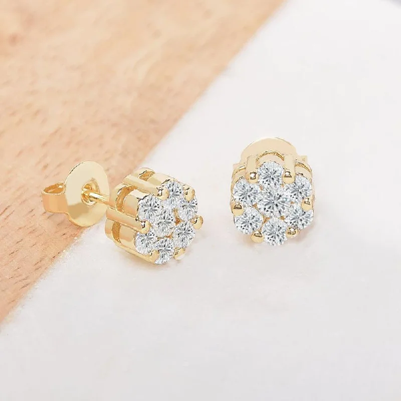 Triple Stud Earrings for Layered -Cluster Flower Stud Earrings