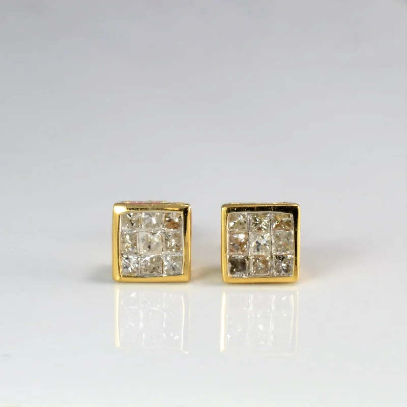 Punk Stud Earrings with Spikes -Cluster Set Diamond Stud Earrings | 0.66 ctw |