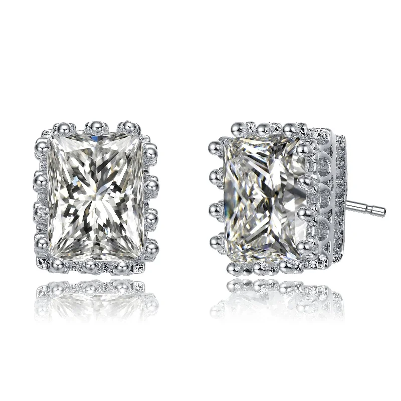 Stud Earrings with Leaf Motifs -Cubic Zirconia Stud Earrings