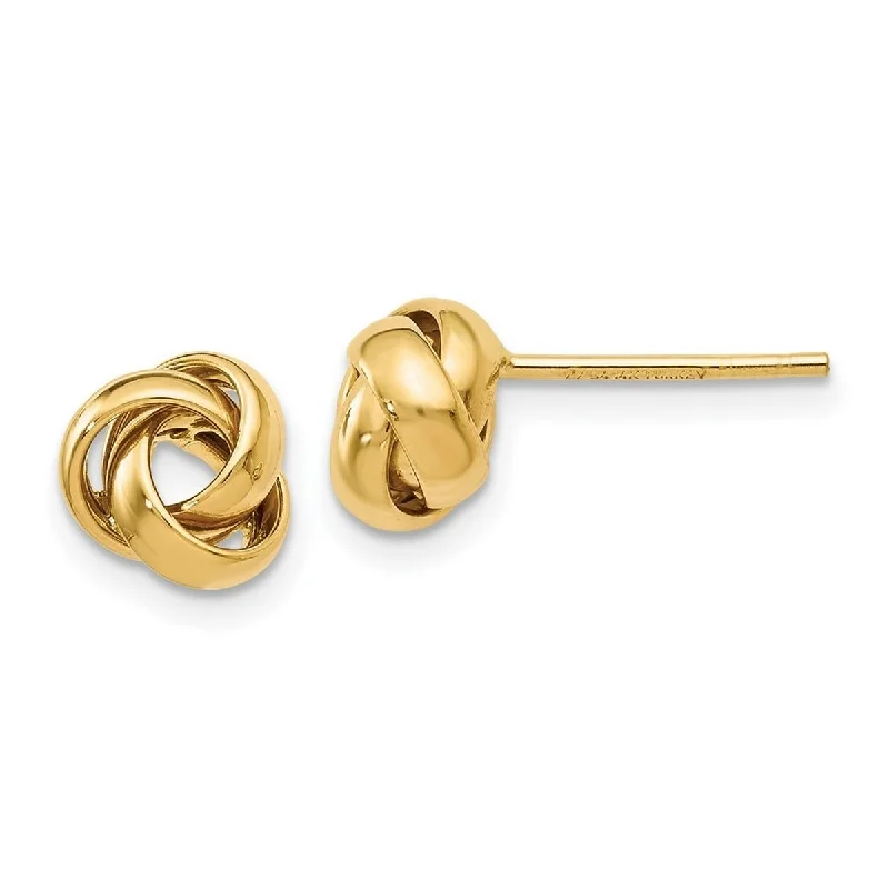 Waterproof Stud Earrings for Outdoor -Curata 14k Yellow Gold Polished 8mm Love-knot Stud Earrings