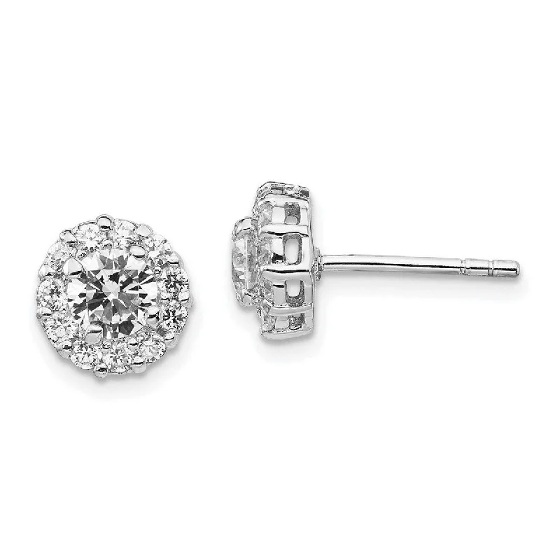 Round Stud Earrings for Classic -Curata 925 Sterling Silver Post Earrings CZ Cubic Zirconia Simulated Diamond Stud Earrings Measures 8x8mm Wide