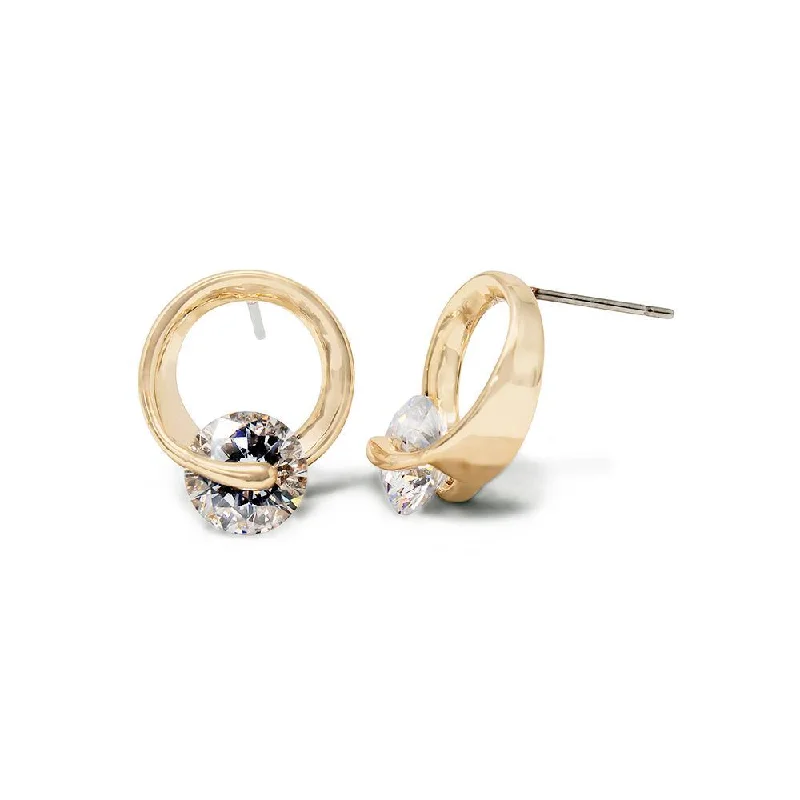 Detachable Stud Earrings with Charms -CZ Twisted Stud Earrings Gold Plated