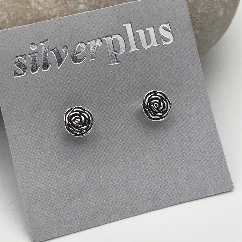 Silver Stud Earrings for Men -Sterling Silver Dainty Peony Stud Earrings