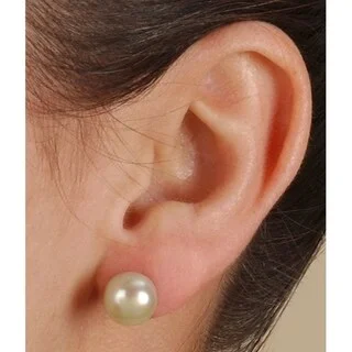 Stud Earrings with Textured Surface -DaVonna 14k Yellow Gold Green FW Pearl Stud Earrings (9-10 mm)(Case of 10)