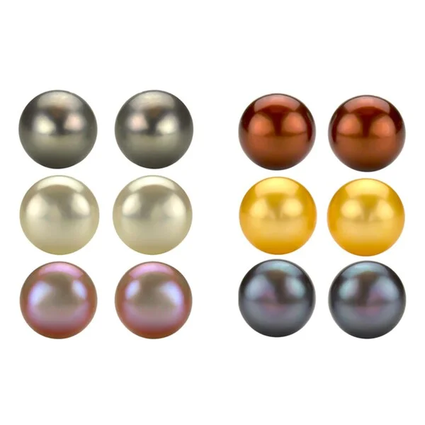 Stud Earrings with Rhinestones -DaVonna Sterling Silver Freshwater Pearl Stud Earrings (9-10 mm)