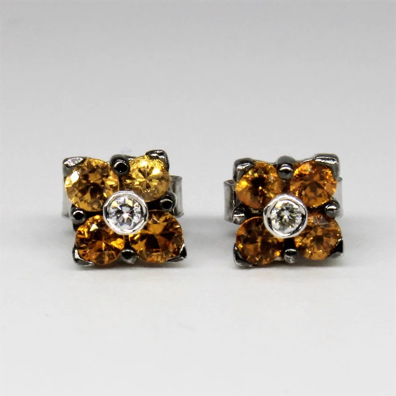 Contemporary Stud Earrings for Fashion -Yellow Sapphire & Diamond Stud Earrings | 0.40ctw, 0.03ctw |