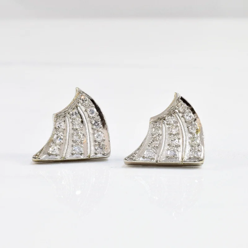 Stud Earrings for Shopping Trip -Diamond Milgrain Shield Stud Earrings | 0.36 ctw |