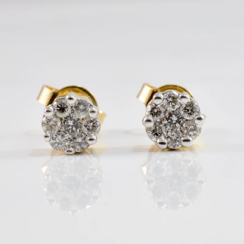 Stud Earrings with Star Motifs -Diamond Cluster Stud Earrings | 0.26 ctw |