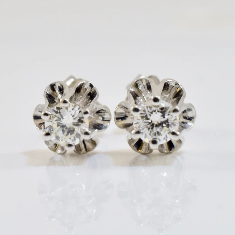 Large Stud Earrings for Statement -Belcher Set Diamond Stud Earrings | 0.30 ctw |