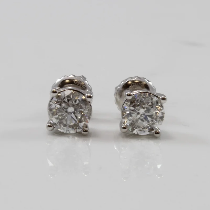 Stud Earrings for Work Attire -Diamond Screw Back Stud Earrings | 1.00 ctw | I2, H |