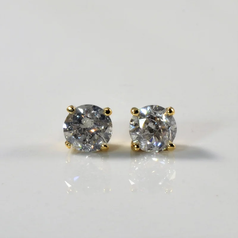 Small Stud Earrings for Delicate -Diamond Solitaire Stud Earrings | 1.50ctw | Fracture Filled |