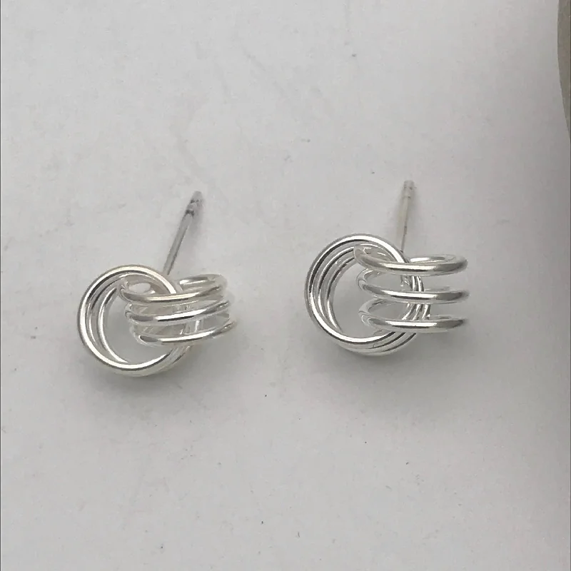 Stud Earrings with Infinity Symbols -Sterling Silver Double Coil Spring Stud Earrings