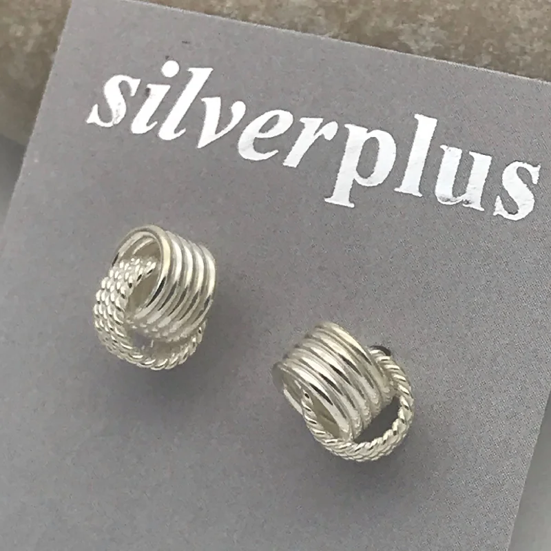 Gold Stud Earrings for Women -Sterling Silver Double interlocking Stud Earrings