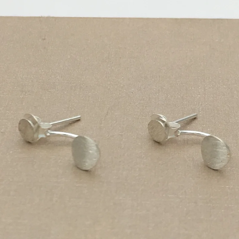 Stud Earrings for Shopping Trip -Sterling Silver Double Small/Large Matt Stud Earrings