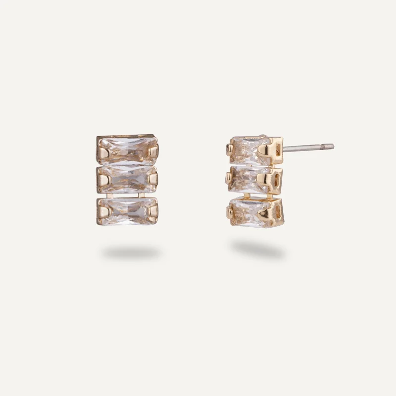 Stud Earrings for Prom Night -Elizabeth Cubic Zirconia Stud Earrings In Gold-Tone