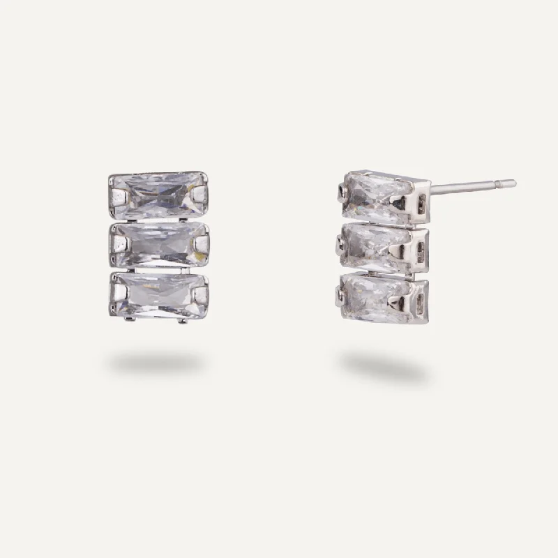 Stud Earrings for Bridesmaids Look -Elizabeth Cubic Zirconia Stud Earrings In Silver-Tone