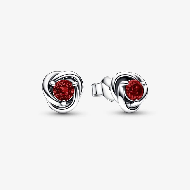 Stud Earrings with Infinity Symbols -Eternity Circle Stud Earrings | January Garnet