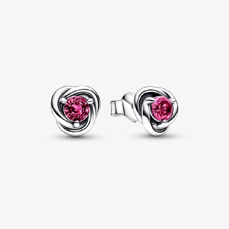 Stud Earrings for Anniversary -Eternity Circle Stud Earrings | October Pink