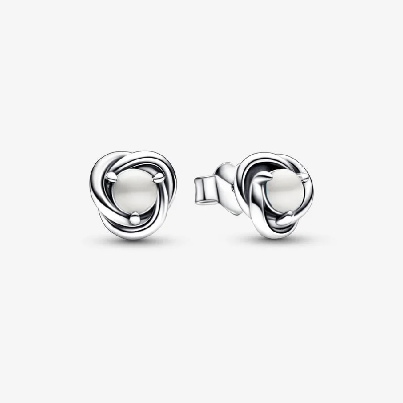 Contemporary Stud Earrings for Fashion -Eternity Circle Stud Earrings | June White