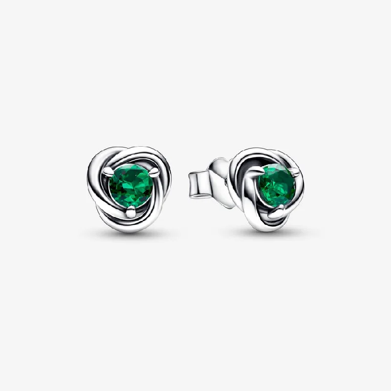 Maximalist Stud Earrings for Bling -Eternity Circle Stud Earrings | May Emerald