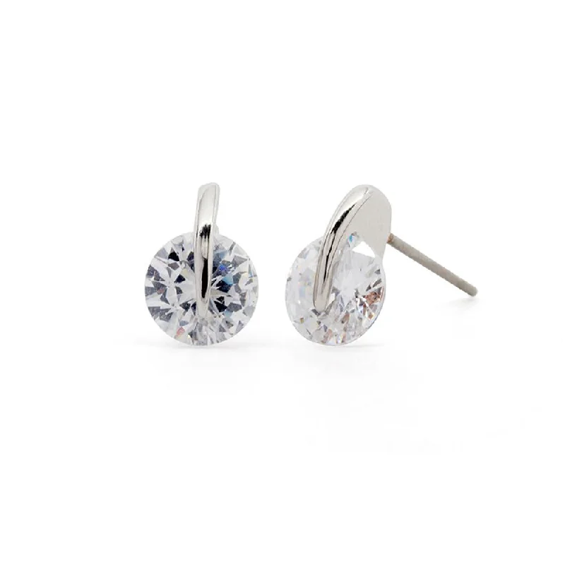 Stud Earrings with Matte Finish -Fancy Cubic Zirconia Stud Earrings