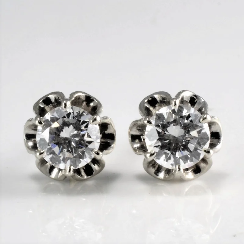 Triple Stud Earrings for Layered -Flower Diamond Stud Earrings | 1.12 ctw |