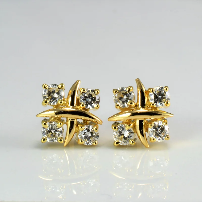 Waterproof Stud Earrings for Outdoor -Four Stone Diamond Stud Earrings | 0.48 ctw |