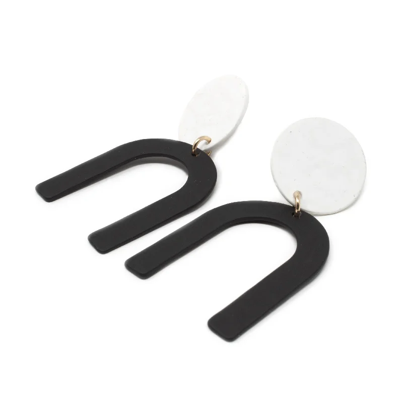 Stud Earrings for Formal Attire -Geometric Chandelier Stud Earrings White Black