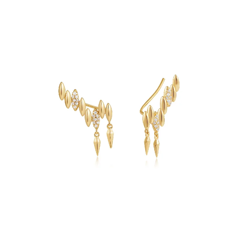 Tarnish Resistant Stud Earrings for Longevity -Gold Spike Climber Stud Earrings