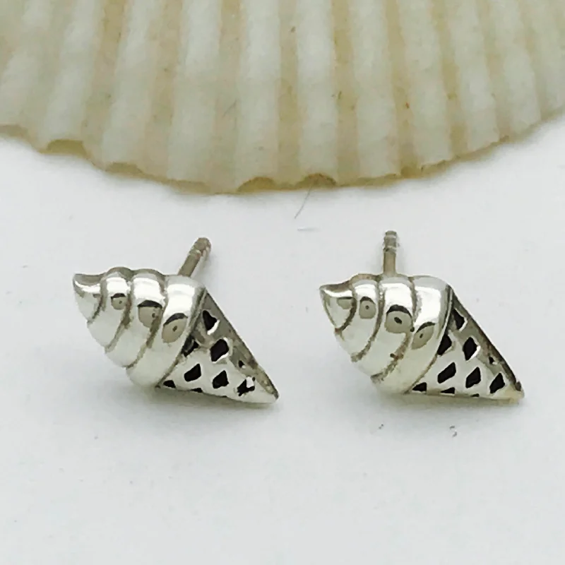 Stud Earrings with Chevron Designs -Sterling Silver Ice Cream Cone Stud Earrings