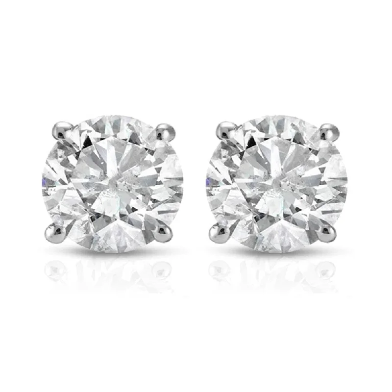 Contemporary Stud Earrings for Fashion -IGI Certified 1 cttw Round Cut 14K White Gold Diamond Stud Earrings