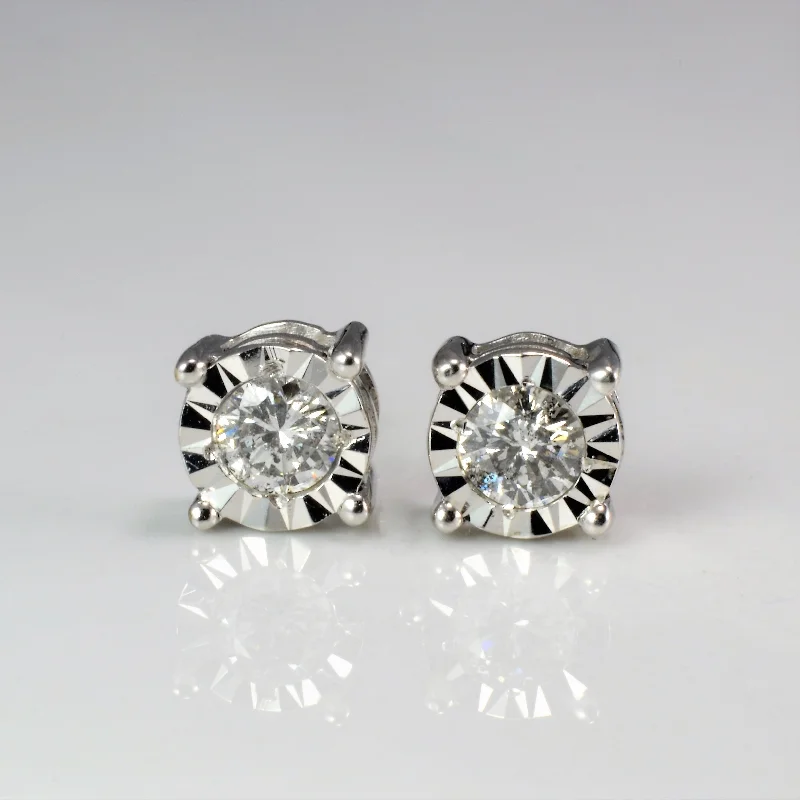 Adjustable Stud Earrings for Custom Fit -Illusion Set Diamond Stud Earrings | 0.30 ctw |