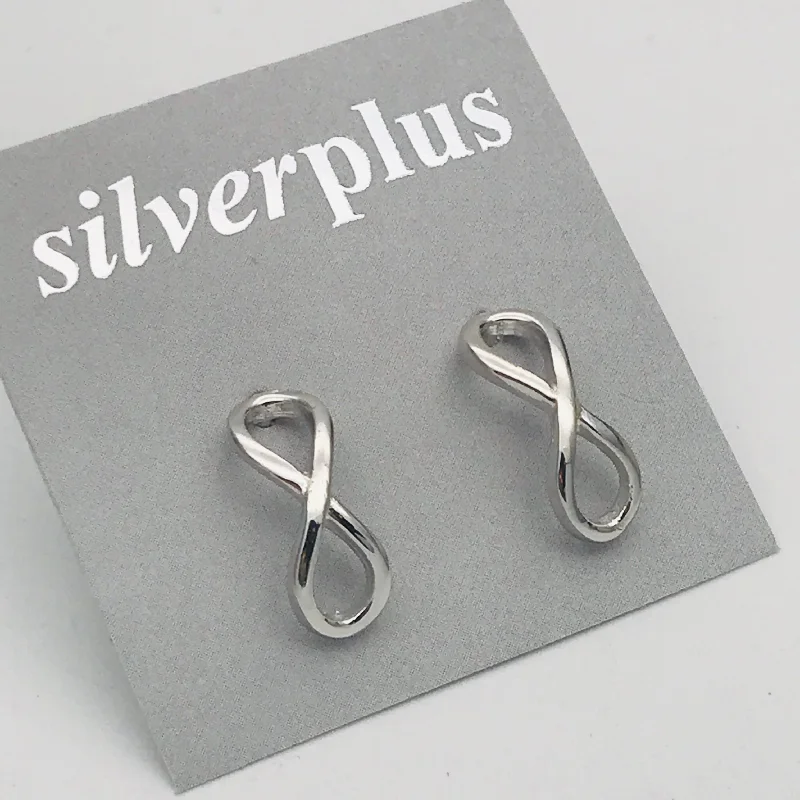 Stud Earrings for Office Wear -Sterling Silver Infinity Stud Earrings