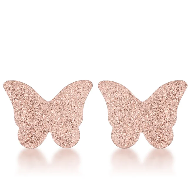 Stud Earrings for Shopping Trip -LOVCIA Glittering Rose Gold Butterfly Stud Earrings