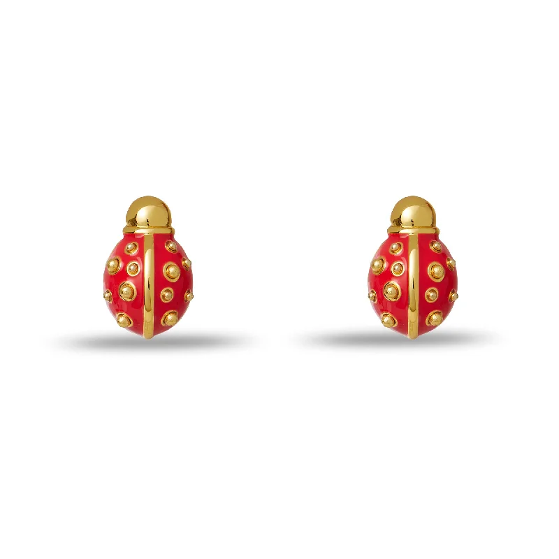 Hypoallergenic Stud Earrings for Sensitive -Ladybug Stud Earrings in Red