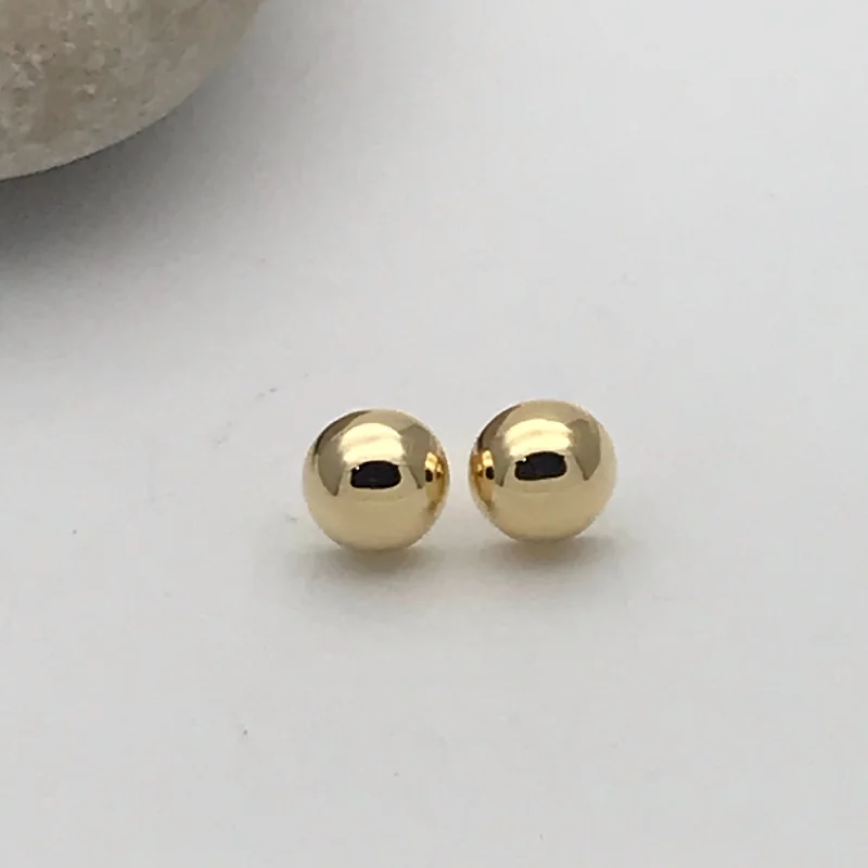 Stud Earrings for Fitness Activities -Sterling Silver Large Silver 18K Yellow Gold Domed Stud Earrings