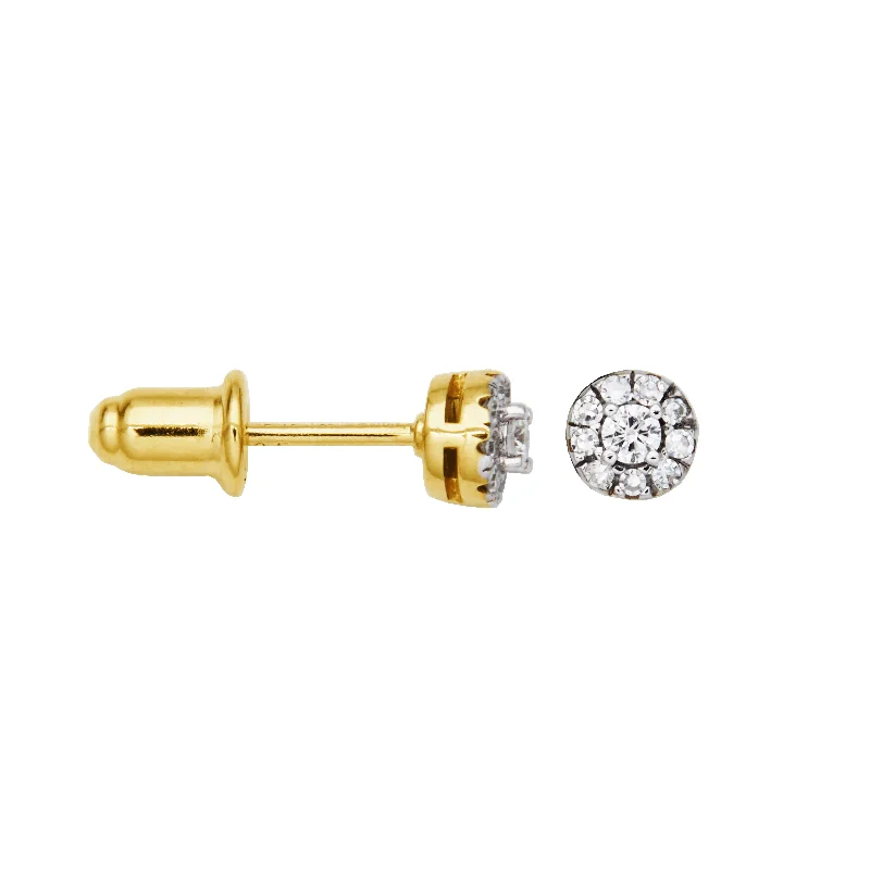 Stud Earrings with Hammered Finish -Lab Created 0.16ct Diamond Stud Earrings in 18k Gold Vermeil