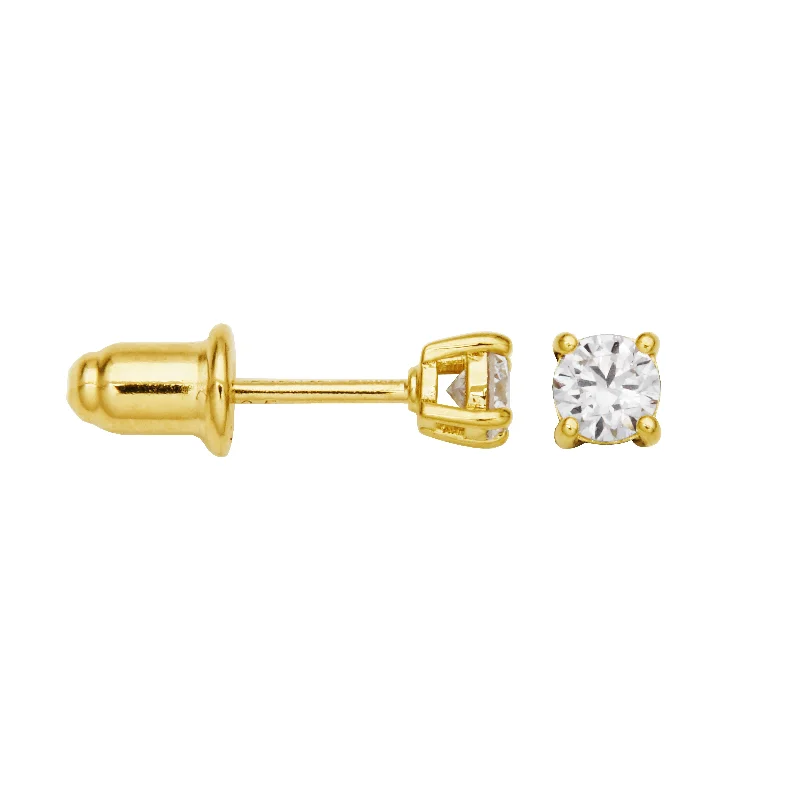 Stud Earrings with Etching -Lab Created 0.25ct Diamond Stud Earrings in 18k Gold Vermeil