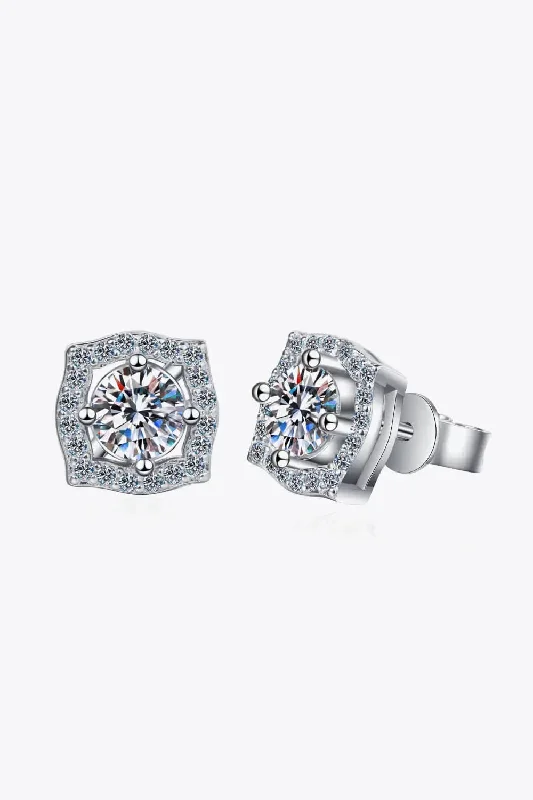 Stud Earrings with Hammered Finish -LOVCIA 1 Carat Moissanite Geometric Stud Earrings