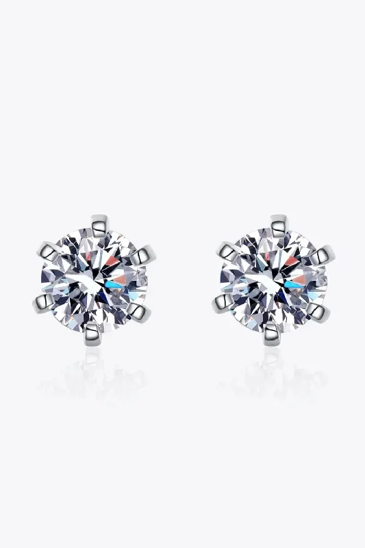 Stud Earrings for Bridesmaids Look -LOVCIA 1 Carat Moissanite Rhodium-Plated Stud Earrings