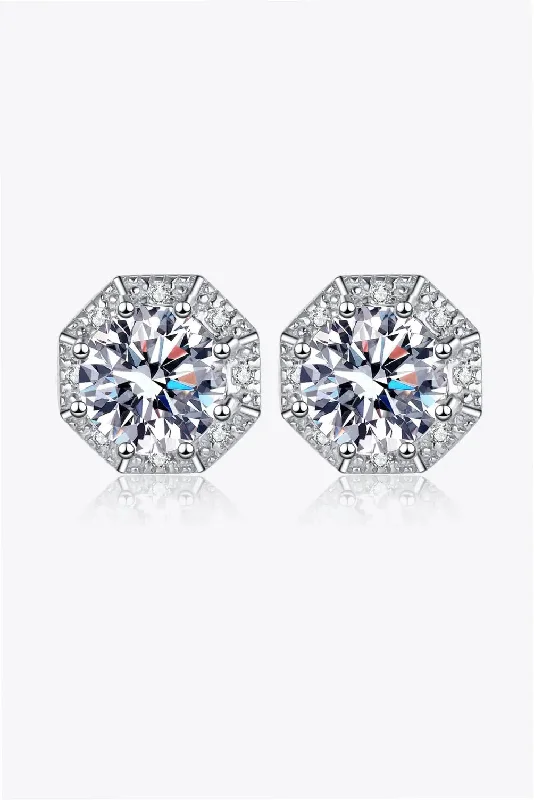 Stud Earrings for Christmas Party -LOVCIA 2 Carat Moissanite 925 Sterling Silver Stud Earrings