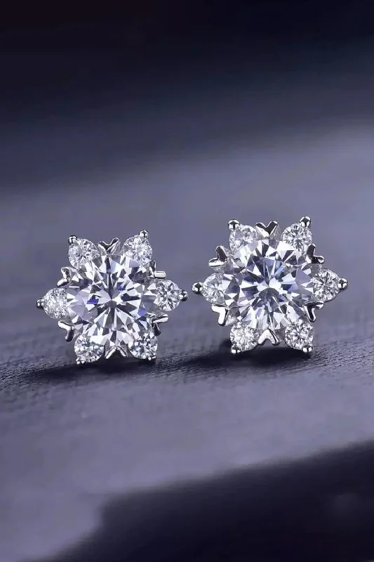 Stud Earrings for Party Look -LOVCIA 2 Carat Moissanite Floral Stud Earrings