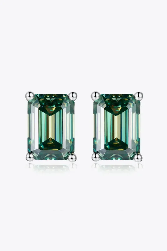 Stud Earrings for School Uniform -LOVCIA 2 Carat Moissanite Stud Earrings in Green