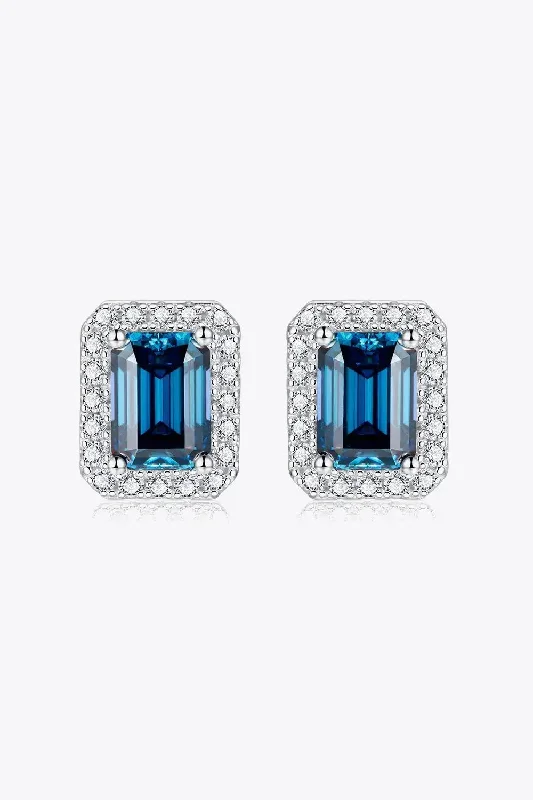 Stud Earrings for Travel Look -LOVCIA 2 Carat Moissanite Stud Earrings in Indigo