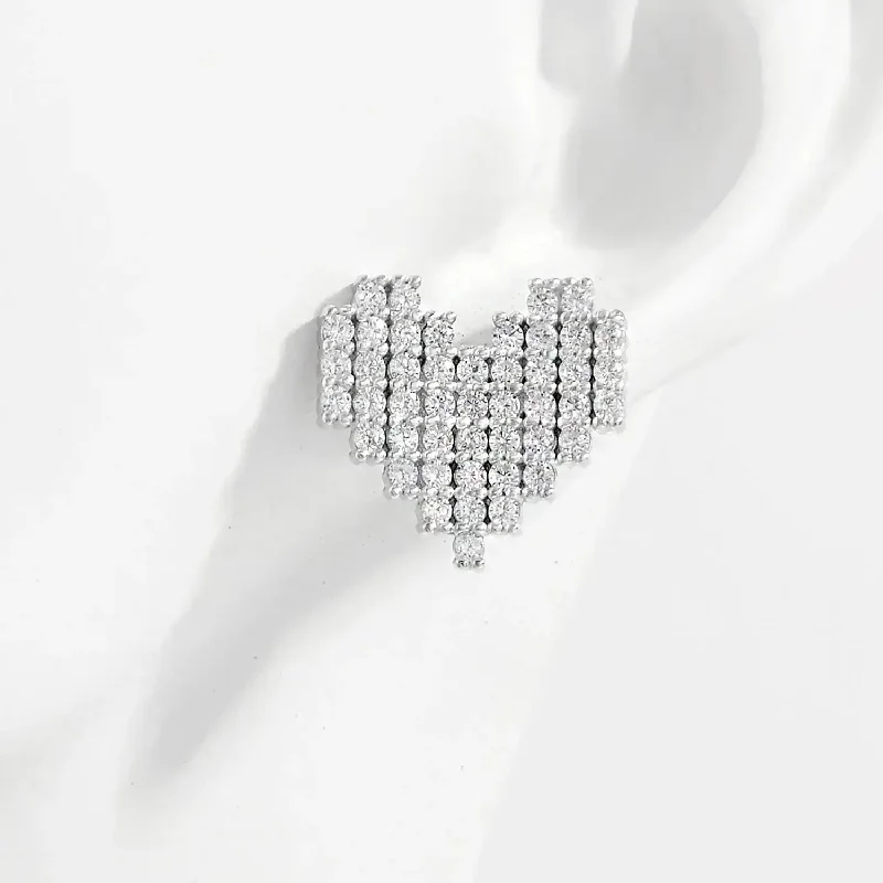 Floral Stud Earrings with Petals -LOVCIA 925 Sterling Silver Inlaid Zircon Heart Stud Earrings