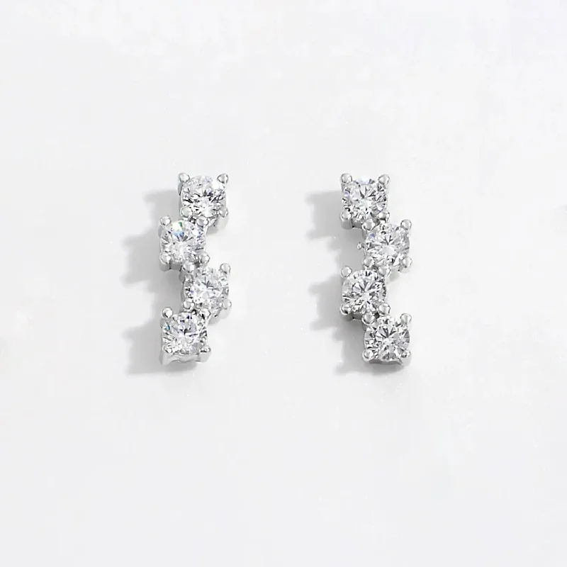 Maximalist Stud Earrings for Bling -LOVCIA 925 Sterling Silver Inlaid Zircon Stud Earrings