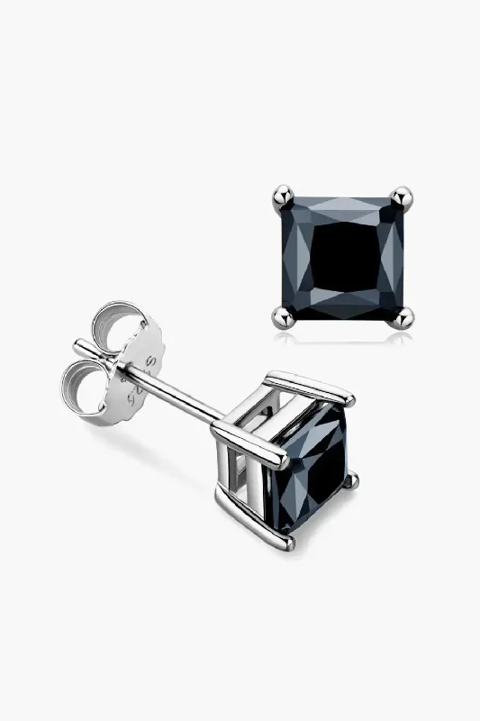 African Stud Earrings with Culture -LOVCIA 925 Sterling Silver Square Moissanite Stud Earrings