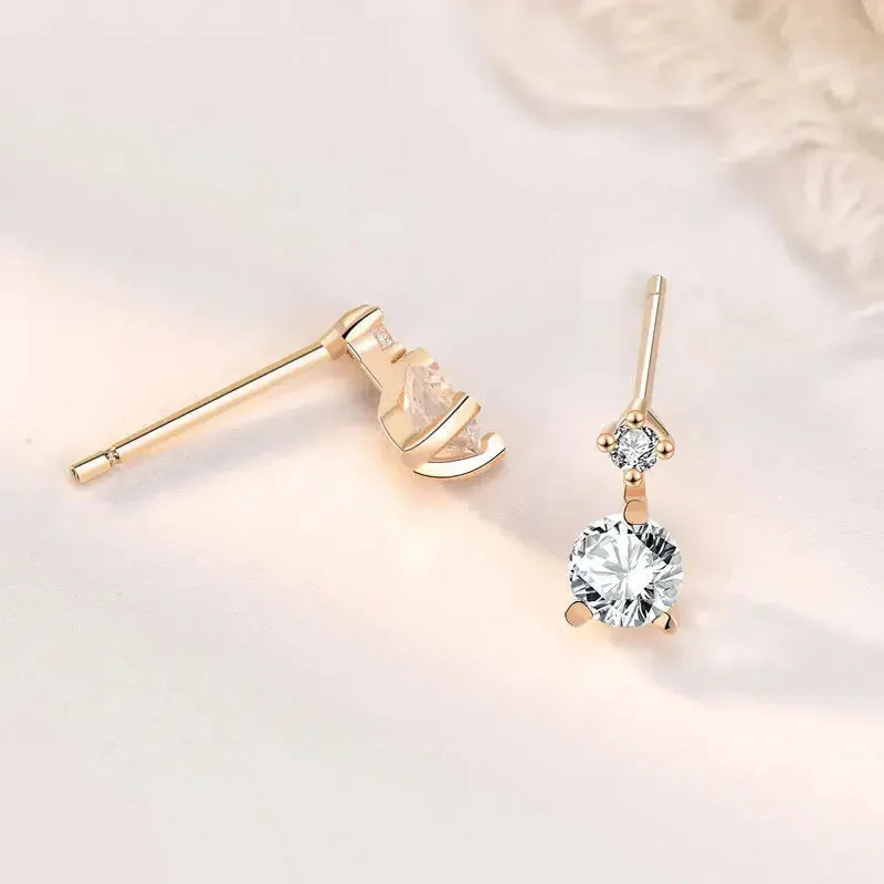 Stud Earrings for School Uniform -LOVCIA Classic Round CZ New 925 Sterling Silver Stud Earrings