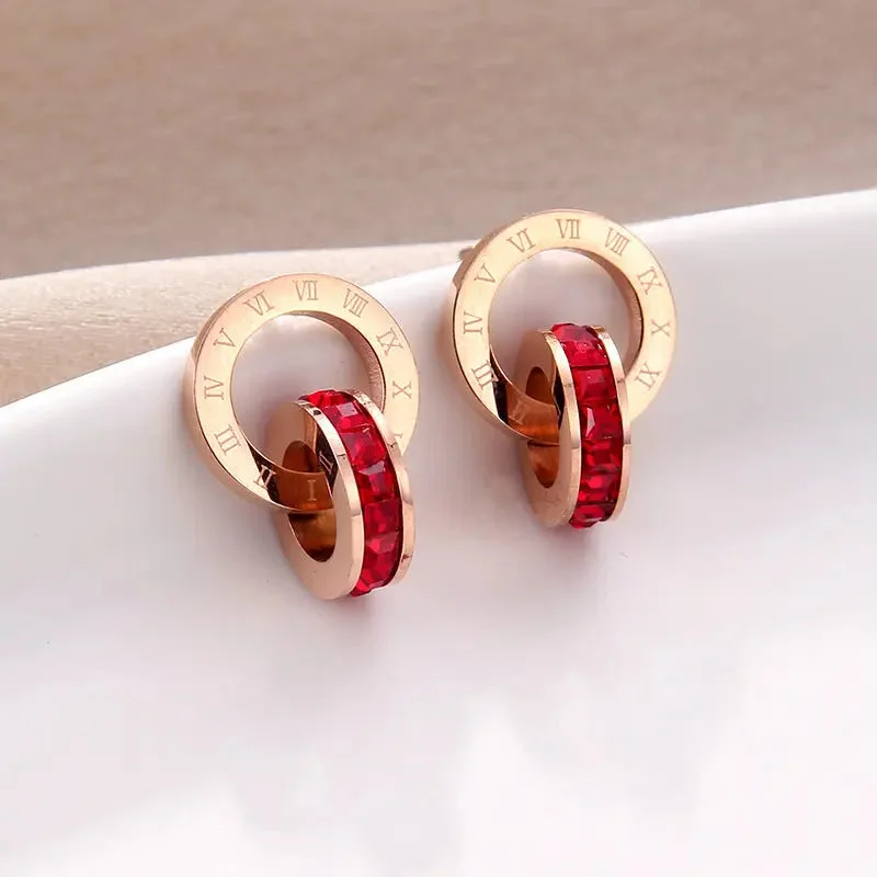 Red Diamond Ear Studs