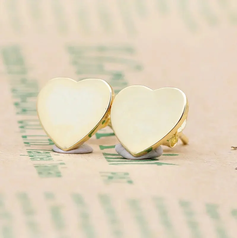 Lead Free Stud Earrings for Health -LOVCIA Elegant S925 Sterling Silver Mini Heart-shaped Stud Earrings for Women